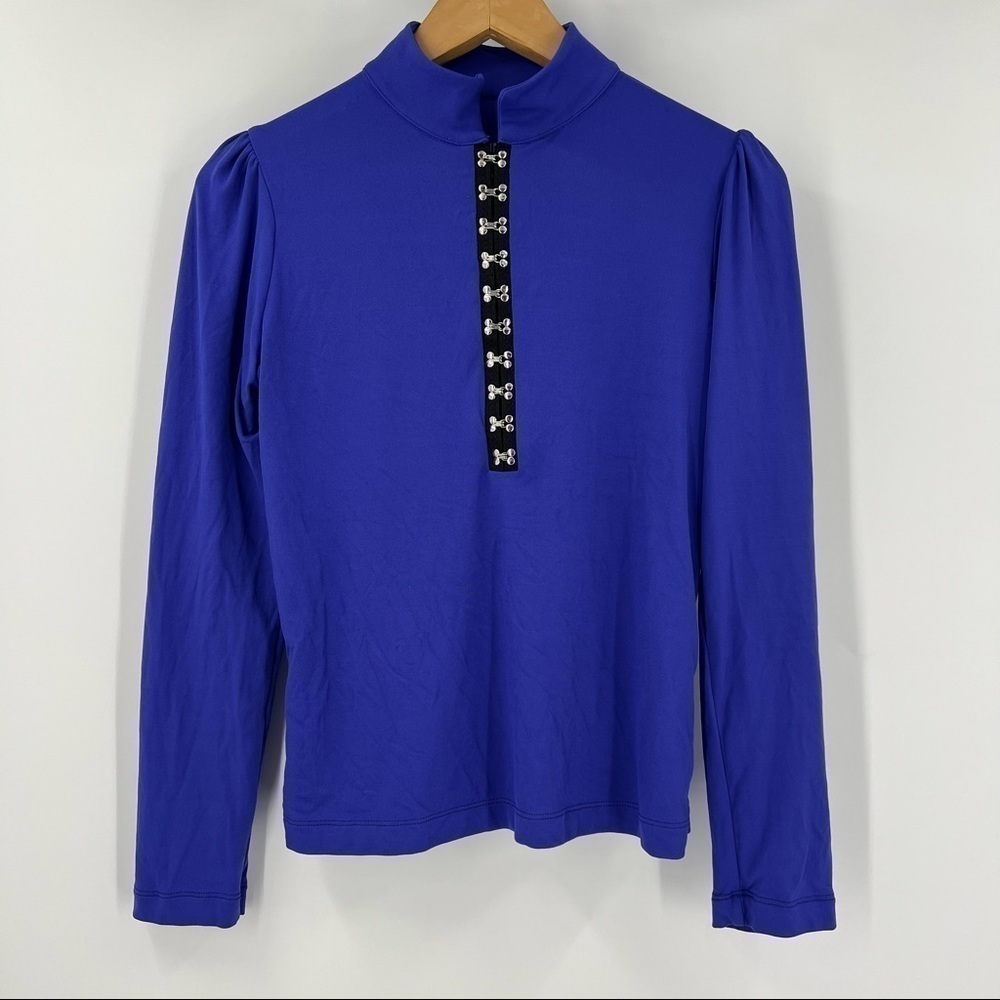 NWOT KORAL Royal Blue Long Sleeve Top with Fastener Details Size X-Small